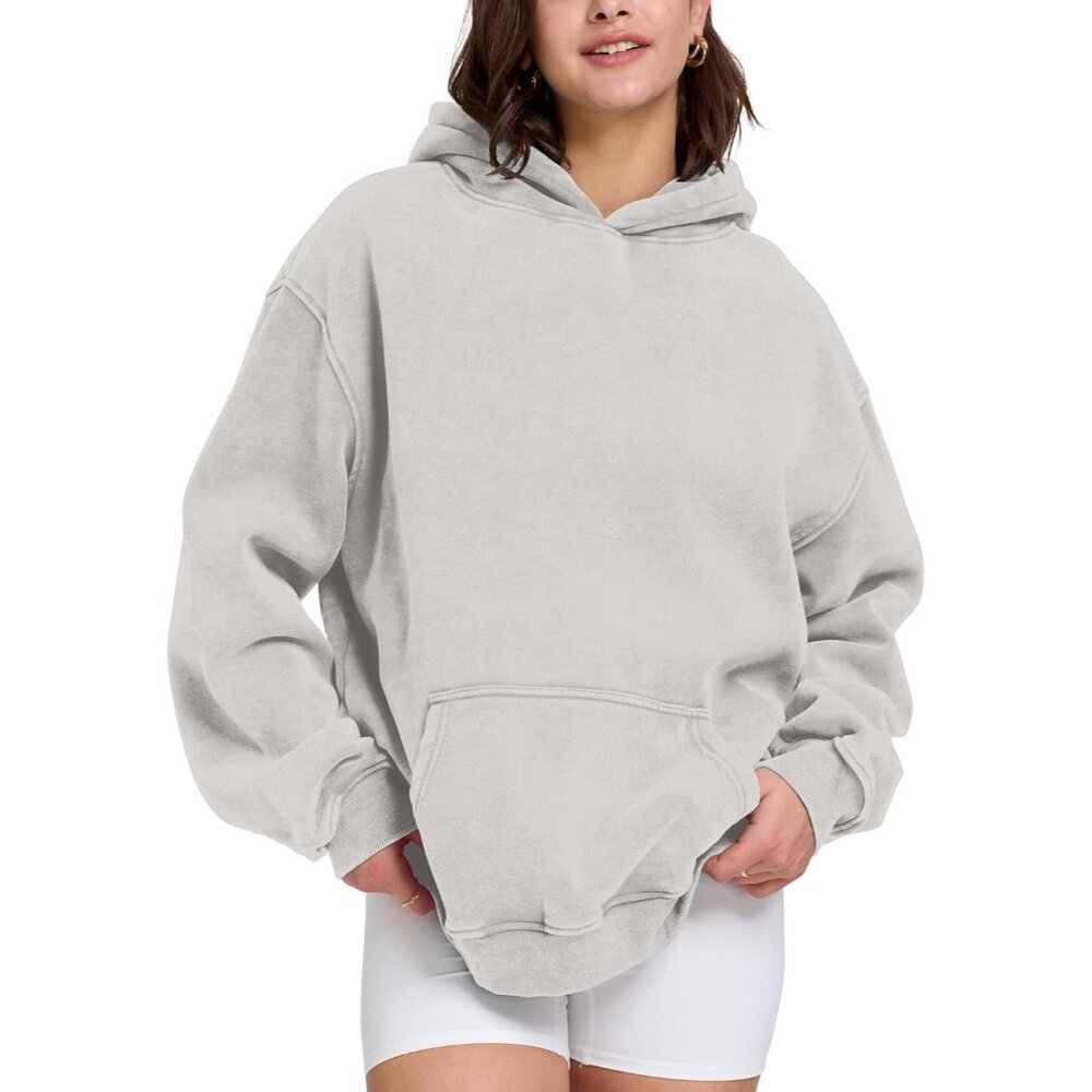 Oversized Hoodie Sweatshirt Women Men Heavyweight Fleece Vintage Pullover - Picture 3 of 6